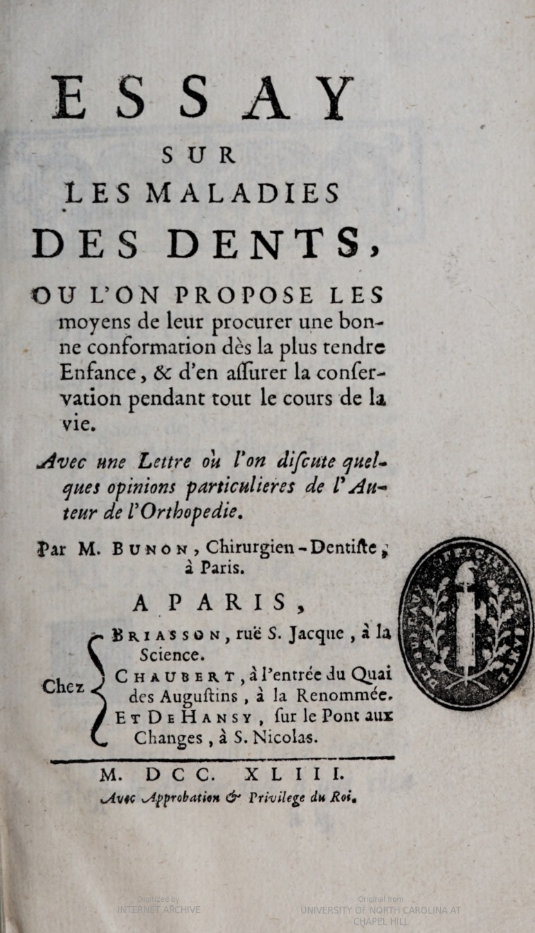 1743_Bunon_Essay sur Les Maladies des Dents